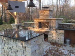 Stone outdoor living kitchen