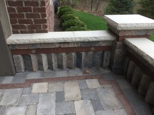 Stone patio and railing