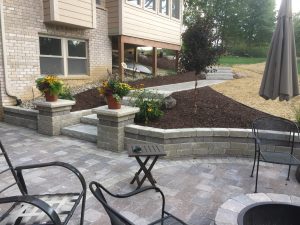 Patio with stone wall
